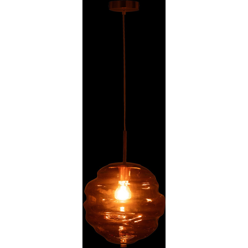 Suspension originale Diamètre 30 cm en Verre Ambre Métal Doré Honeycomb J-Line - 4