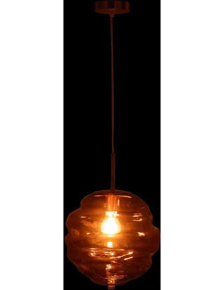 Suspension originale Diamètre 30 cm en Verre Ambre Métal Doré Honeycomb J-Line - 4