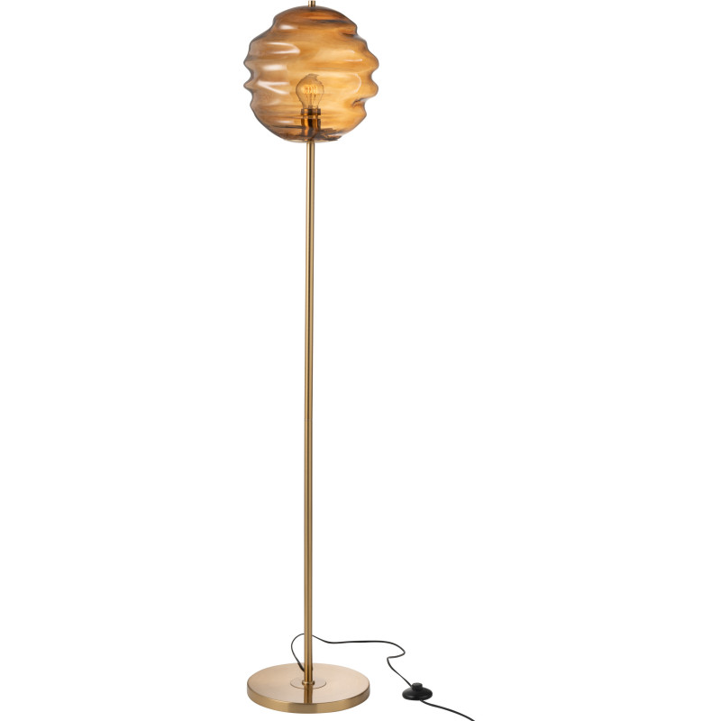 Lampadaire original Hauteur 156 cm en Verre Ambre Métal Doré Honeycomb - 2