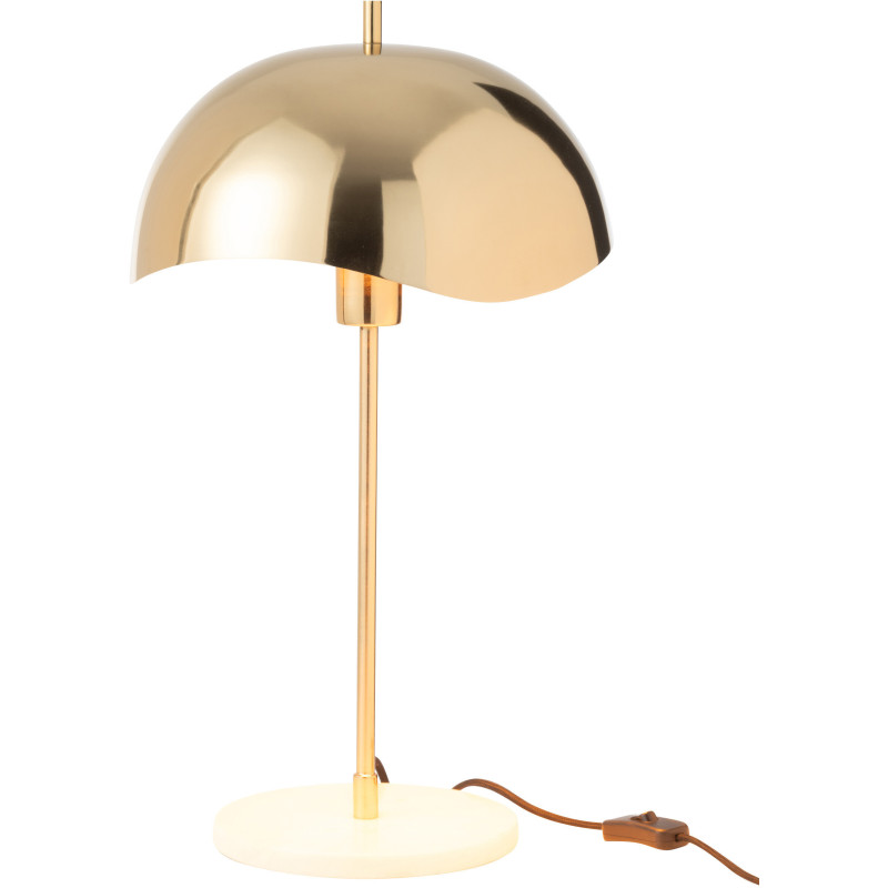 Lampe à poser originale champignon Hauteur 56 cm en Métal Doré Marbre Blanc Ulion - 1