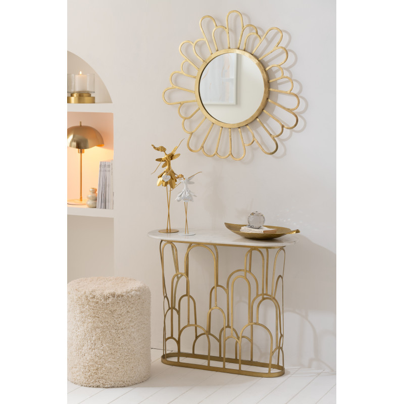 Lampe à poser originale champignon Hauteur 56 cm en Métal Doré Marbre Blanc Ulion - 2