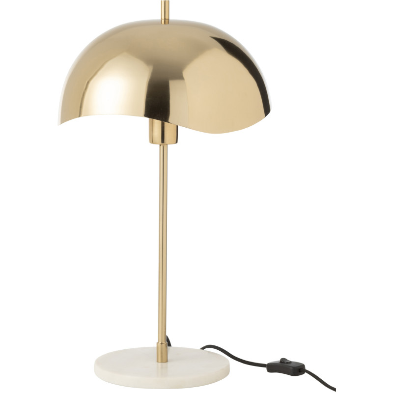 Lampe à poser originale champignon Hauteur 56 cm en Métal Doré Marbre Blanc Ulion - 3
