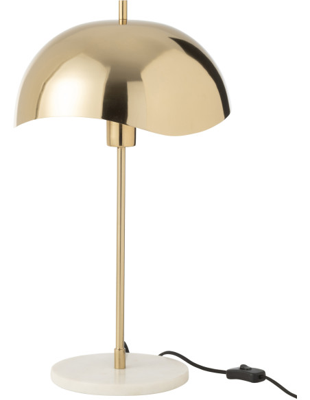 Lampe à poser originale champignon Hauteur 56 cm en Métal Doré Marbre Blanc Ulion - 3