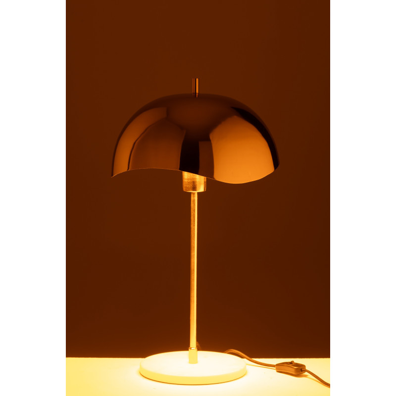 Lampe à poser originale champignon Hauteur 56 cm en Métal Doré Marbre Blanc Ulion - 4