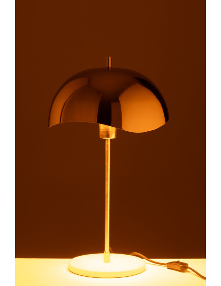 Lampe à poser originale champignon Hauteur 56 cm en Métal Doré Marbre Blanc Ulion - 4