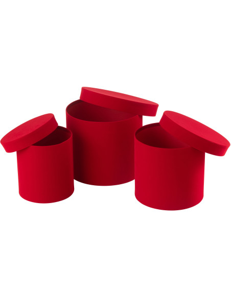 Boîte de rangement haute Ronde en Velours Rouge Papier Boxxy (Lot de 3) - 2