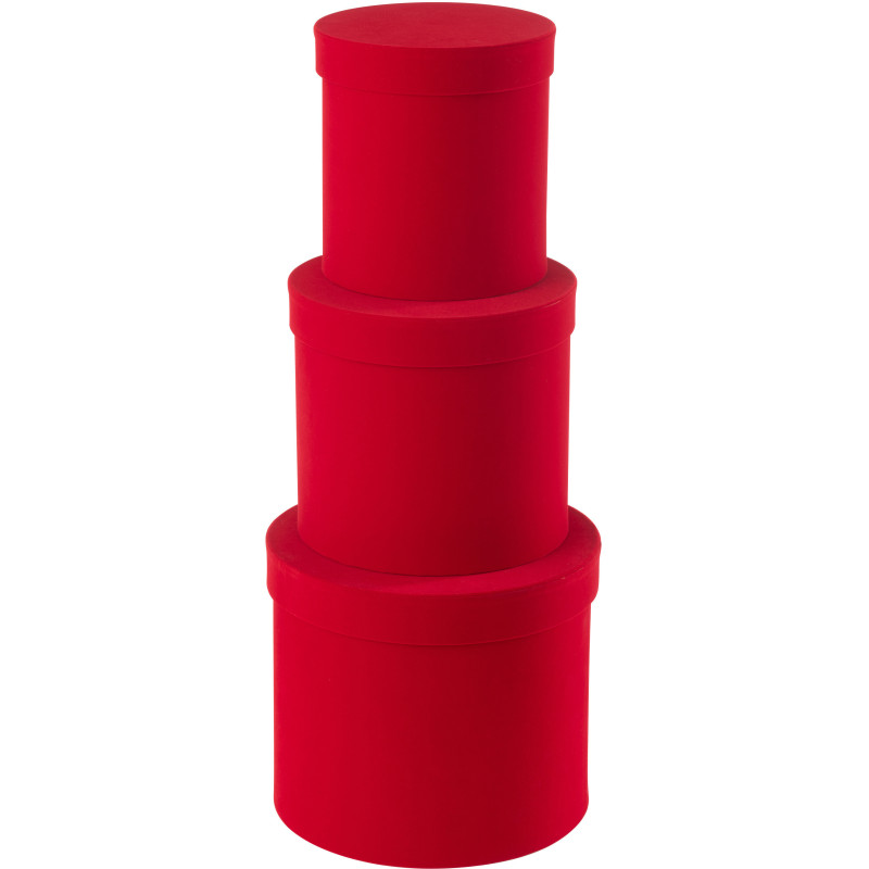 Boîte de rangement haute Ronde en Velours Rouge Papier Boxxy (Lot de 3) - 3