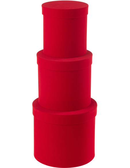 Boîte de rangement haute Ronde en Velours Rouge Papier Boxxy (Lot de 3) - 3