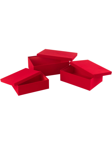 Boîte de rangement Rectangulaire en Velours Rouge Papier Boxxy (Lot de 3) - 3