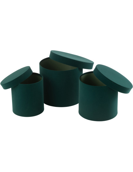 Boîte de rangement haute Ronde en Velours Vert Papier Boxxy (Lot de 3) - 2