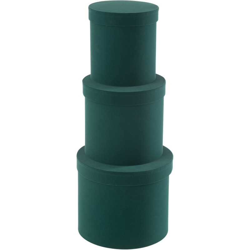 Boîte de rangement haute Ronde en Velours Vert Papier Boxxy (Lot de 3) - 3