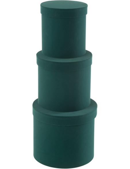 Boîte de rangement haute Ronde en Velours Vert Papier Boxxy (Lot de 3) - 3