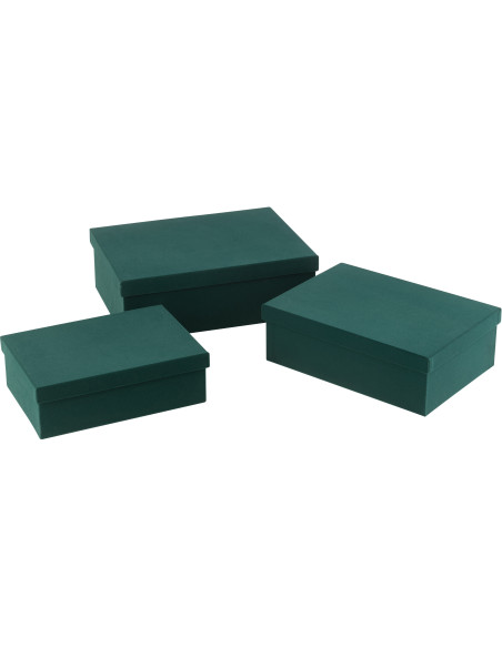 Boîte de rangement Rectangulaire en Velours Vert Papier Boxxy (Lot de 3) - 1