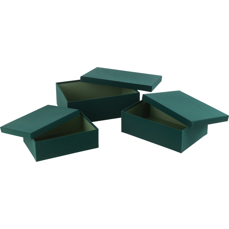 Boîte de rangement Rectangulaire en Velours Vert Papier Boxxy (Lot de 3) - 3