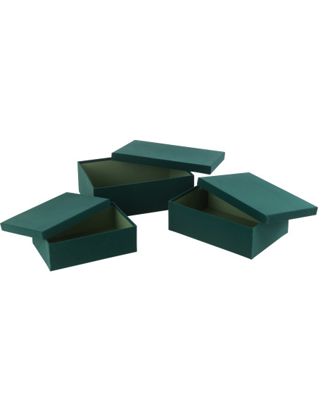 Boîte de rangement Rectangulaire en Velours Vert Papier Boxxy (Lot de 3) - 3