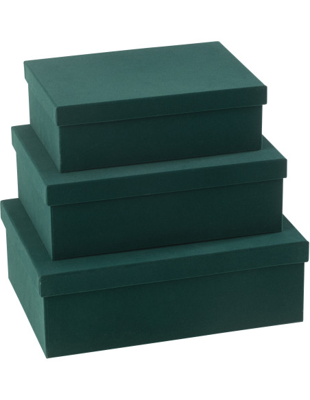 Boîte de rangement Rectangulaire en Velours Vert Papier Boxxy (Lot de 3) - 4