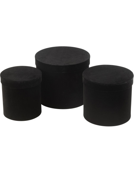 Boîte de rangement haute Ronde en Velours Noir Papier Boxxy (Lot de 3) - 1