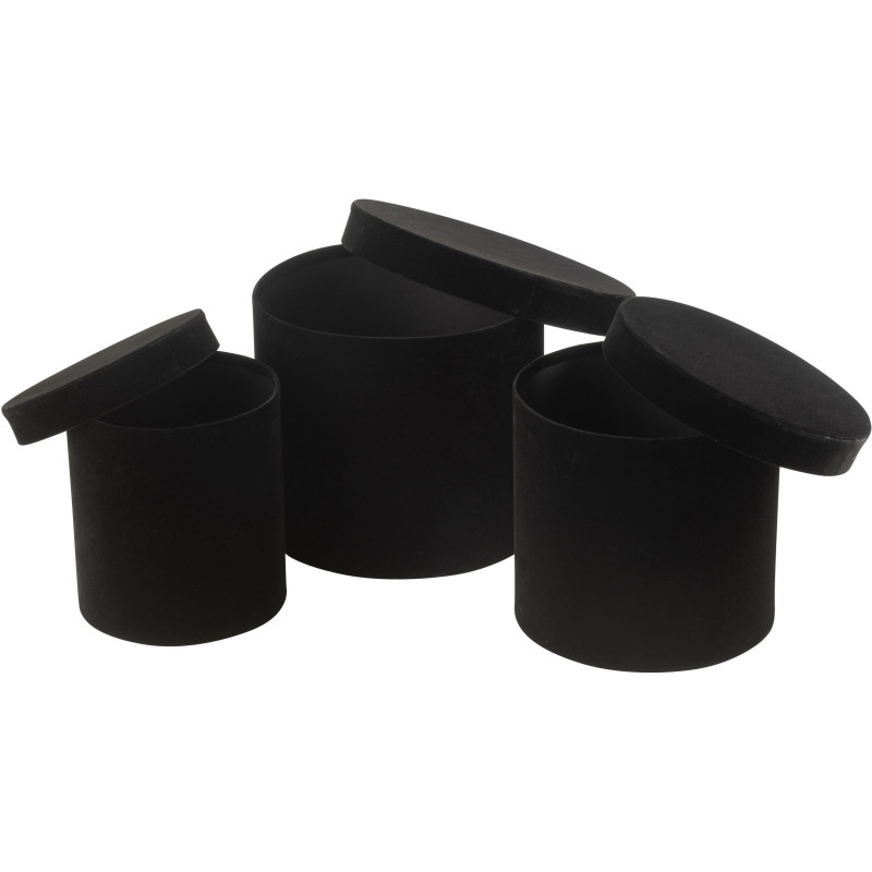 Boîte de rangement haute Ronde en Velours Noir Papier Boxxy (Lot de 3) - 2