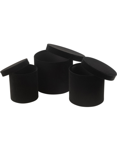 Boîte de rangement haute Ronde en Velours Noir Papier Boxxy (Lot de 3) - 2