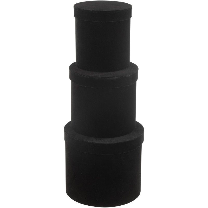 Boîte de rangement haute Ronde en Velours Noir Papier Boxxy (Lot de 3) - 3