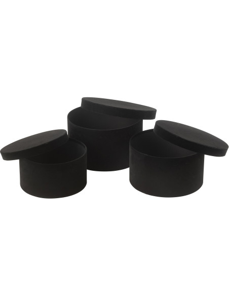 Boîte de rangement basse Ronde en Velours Noir Papier Boxxy (Lot de 3) - 2