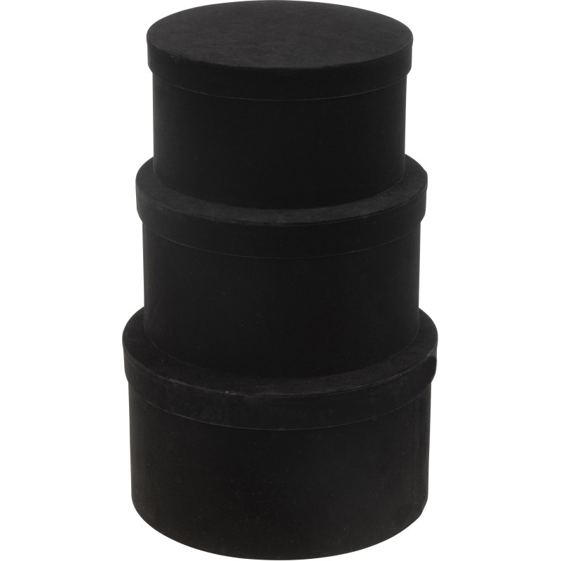 Boîte de rangement basse Ronde en Velours Noir Papier Boxxy (Lot de 3) - 3