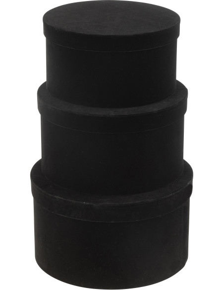 Boîte de rangement basse Ronde en Velours Noir Papier Boxxy (Lot de 3) - 3