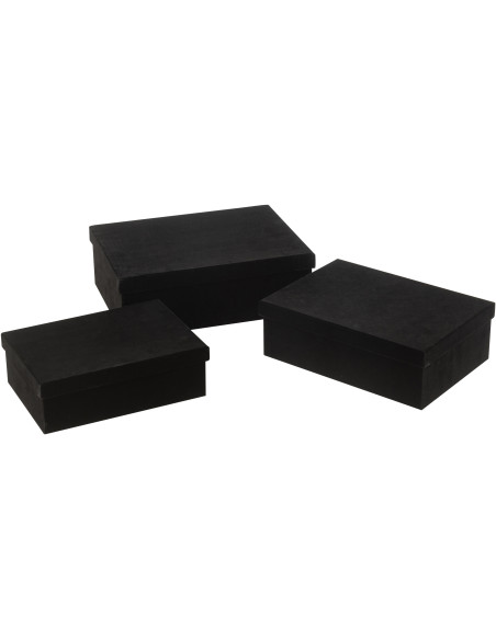 Boîte de rangement Rectangulaire en Velours Noir Papier Boxxy (Lot de 3) - 1