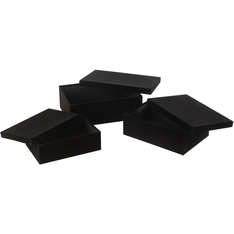 Boîte de rangement Rectangulaire en Velours Noir Papier Boxxy (Lot de 3) - 2