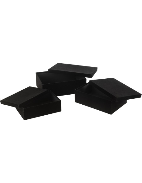 Boîte de rangement Rectangulaire en Velours Noir Papier Boxxy (Lot de 3) - 2