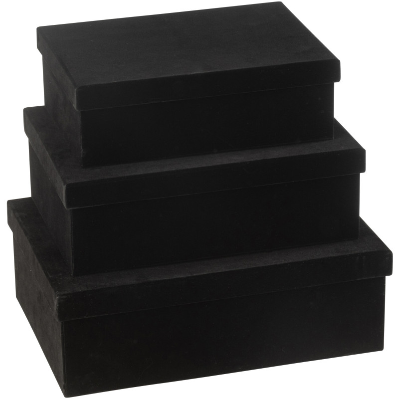 Boîte de rangement Rectangulaire en Velours Noir Papier Boxxy (Lot de 3) - 3