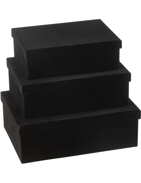 Boîte de rangement Rectangulaire en Velours Noir Papier Boxxy (Lot de 3) - 3