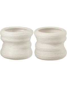 Cache-pot en Céramique Blanc Organic Diamètre 25 cm (Lot de 2) - 1