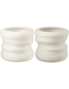 Cache-pot en Céramique Blanc Organic Diamètre 32 cm (Lot de 2) - 1