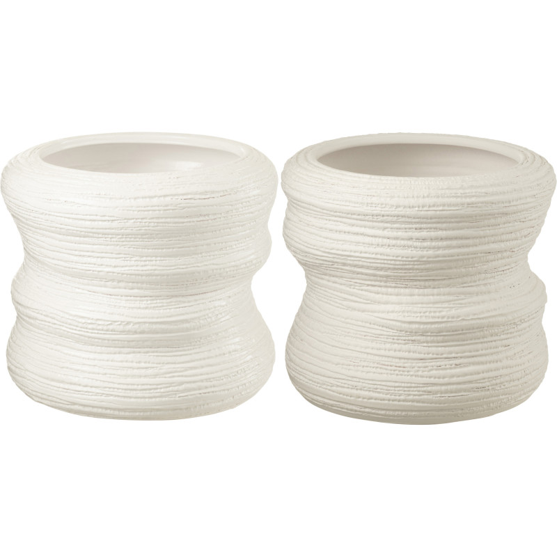 Cache-pot en Céramique Blanc Organic Diamètre 32 cm (Lot de 2) - 1