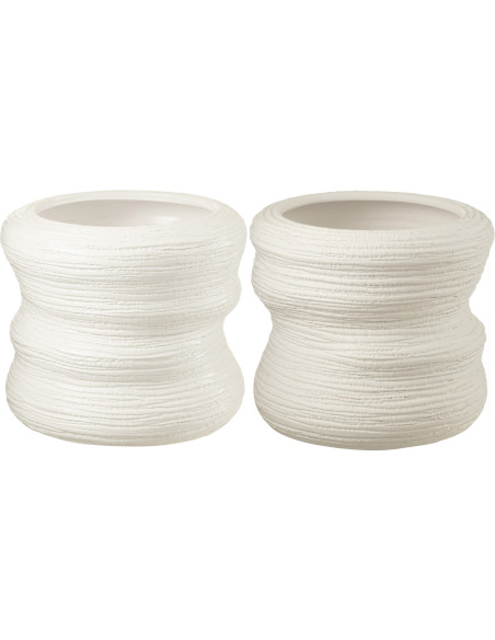 Cache-pot en Céramique Blanc Organic Diamètre 32 cm (Lot de 2) - 1