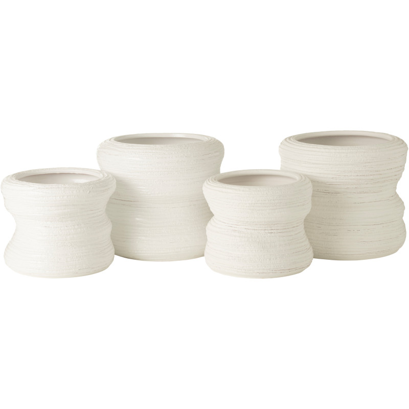 Cache-pot en Céramique Blanc Organic Diamètre 32 cm (Lot de 2) - 3