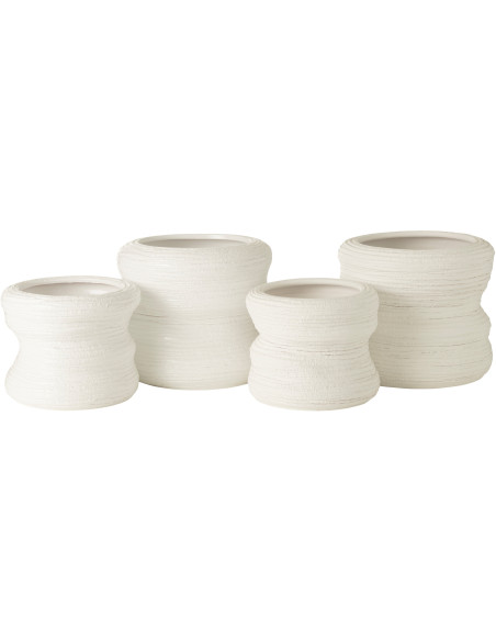 Cache-pot en Céramique Blanc Organic Diamètre 32 cm (Lot de 2) - 3