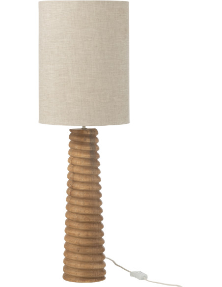 Lampe à poser originale filetée Hauteur 85 cm en Bois d'ailanthus Naturel Tissu Gris Varil - 3