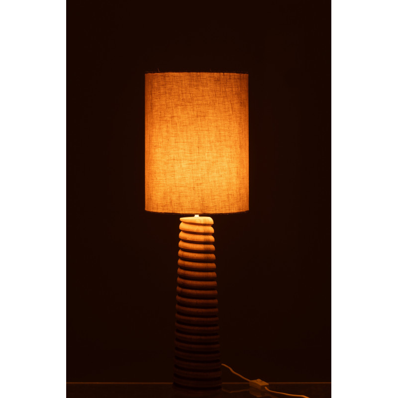 Lampe à poser originale filetée Hauteur 85 cm en Bois d'ailanthus Naturel Tissu Gris Varil - 4