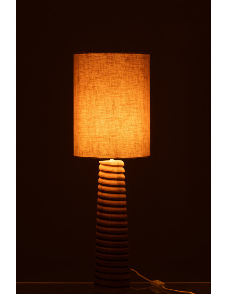 Lampe à poser originale filetée Hauteur 85 cm en Bois d'ailanthus Naturel Tissu Gris Varil - 4