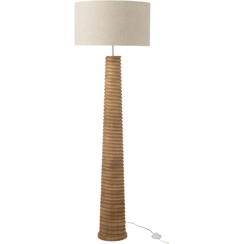 Lampadaire original fileté Hauteur 160 cm en Bois d'ailanthus Naturel Tissu Gris Varil - 2