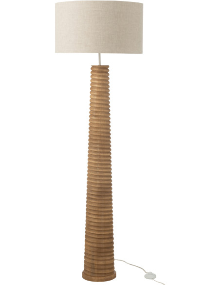 Lampadaire original fileté Hauteur 160 cm en Bois d'ailanthus Naturel Tissu Gris Varil - 2