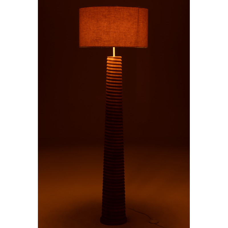 Lampadaire original fileté Hauteur 160 cm en Bois d'ailanthus Naturel Tissu Gris Varil - 3