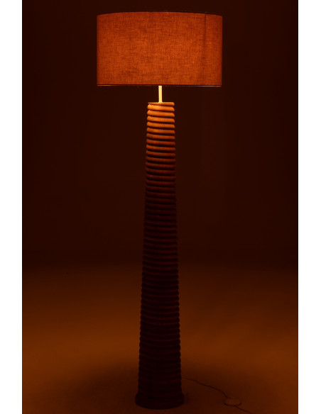 Lampadaire original fileté Hauteur 160 cm en Bois d'ailanthus Naturel Tissu Gris Varil - 3