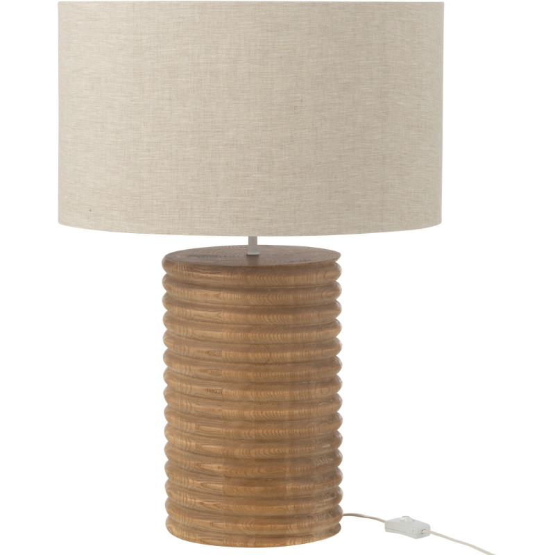 Lampe à poser originale filetée Hauteur 70 cm en Bois d'ailanthus Naturel Tissu Gris Varil - 2