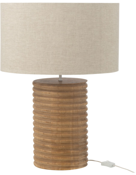 Lampe à poser originale filetée Hauteur 70 cm en Bois d'ailanthus Naturel Tissu Gris Varil - 2