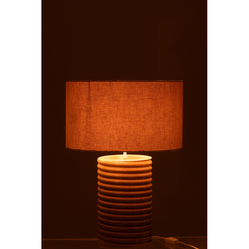 Lampe à poser originale filetée Hauteur 70 cm en Bois d'ailanthus Naturel Tissu Gris Varil - 3