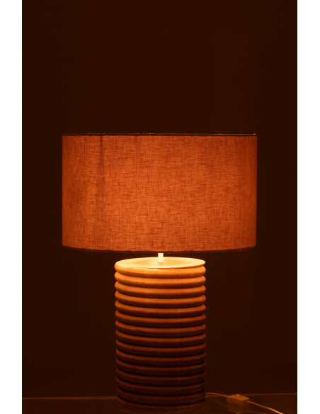 Lampe à poser originale filetée Hauteur 70 cm en Bois d'ailanthus Naturel Tissu Gris Varil - 3