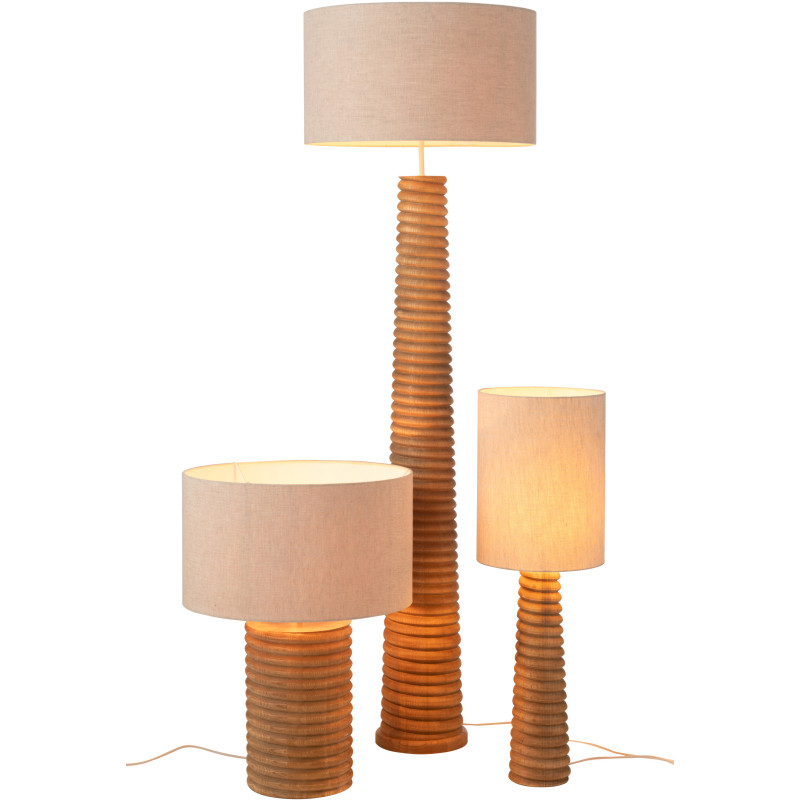 Lampe à poser originale filetée Hauteur 70 cm en Bois d'ailanthus Naturel Tissu Gris Varil - 4